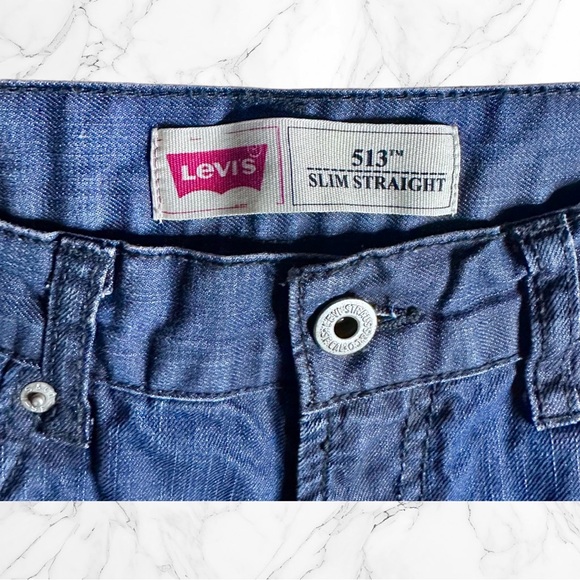 Levi's 513 Slim Straight Fit Jeans Dark Indigo Kids Size 16R 28x28 - Picture 8 of 10